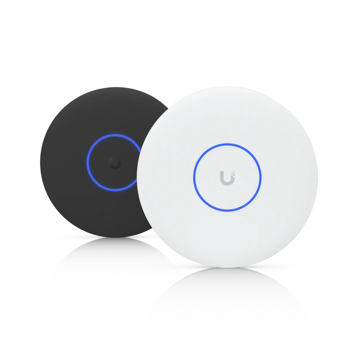Black and white UniFi U7 Pro XG ceiling-mounted WiFi 7 access points